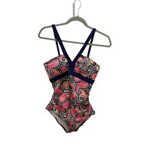 Boden Womens Paisley Print One-Piece Swimsuit Size 10 Navy & Multicolor NWT